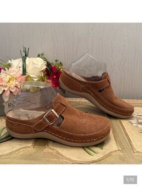 Ledi Anatomic 402 Suede Leather Clogs Tan EU Sz 39